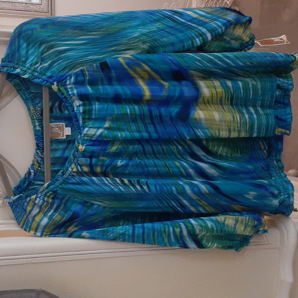 NWT JM COLLECTION SHEER MULTI COLOR TOP